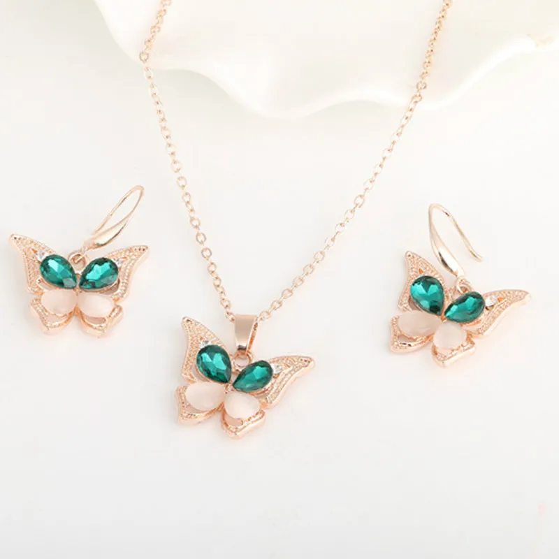 Ювелирные наборы в стиле ретро с кристаллами и бабочками подвеска из серебра 925