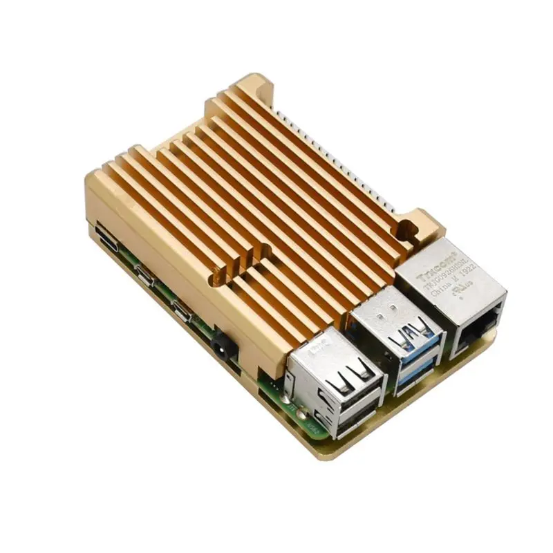 Алюминиевый Золотой корпус металлический корпус коробка радиатора для Raspberry Pi 4 Модель B Q39D