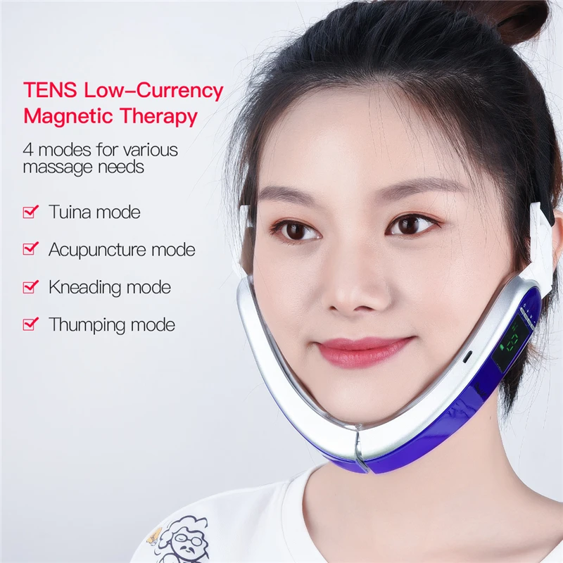 

Rechargeable Facial Slimming Belt LED Light Photon Therapy V Face Lifting Massager Hot Compress Face Slimmer Women V-Line Shaper