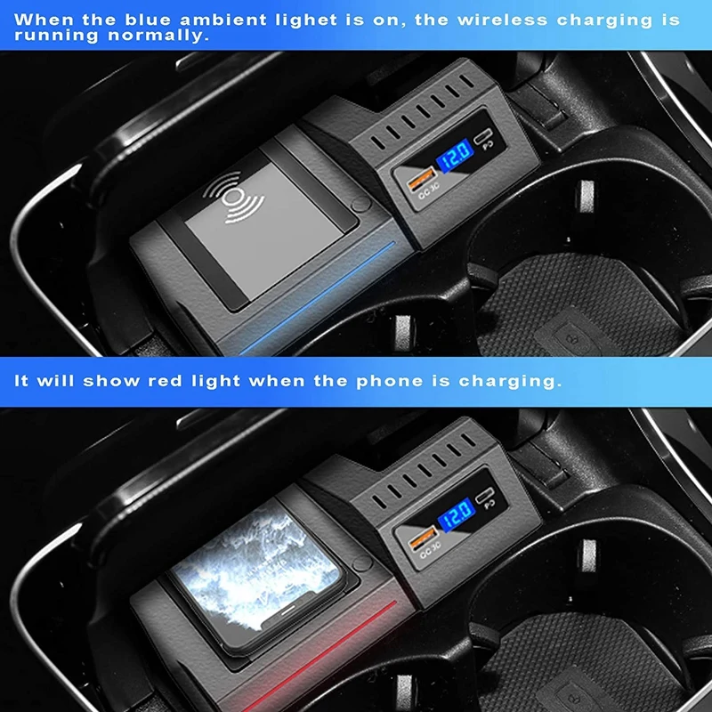 

QI Wireless Car Charger for Benz C-Class GLC 2016-2021 Accessories 15W Phone Charging Pad with Fast Charging USB PD Port