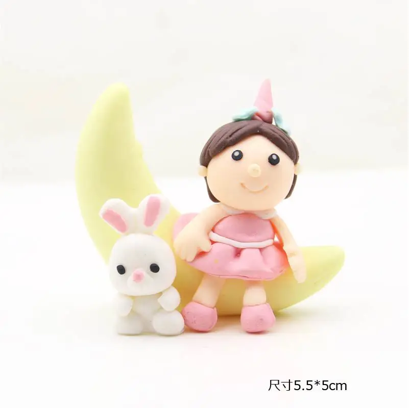 girl-rabbit Красивые украшения торта с изображением леса животных, лисы, белки, цветов, венок, гирлянда, топпер для торта, товары для детского дня рождения - Цвет: girl-rabbit