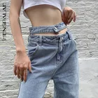 SHENGPALAE 2021 новые весенние повседневные джинсы женские длинные брюки ковбойские женские свободные уличные брюки с поясом с дырочками ZA5194