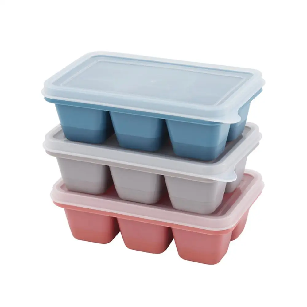 

3Pcs Food Grade 12.6 x 7.5 x 3.7 cm Square Shape Ice Cube Mold Fruit Cube 6 Lattice Ice Smoothie Tray Bar Kitchen Accessories