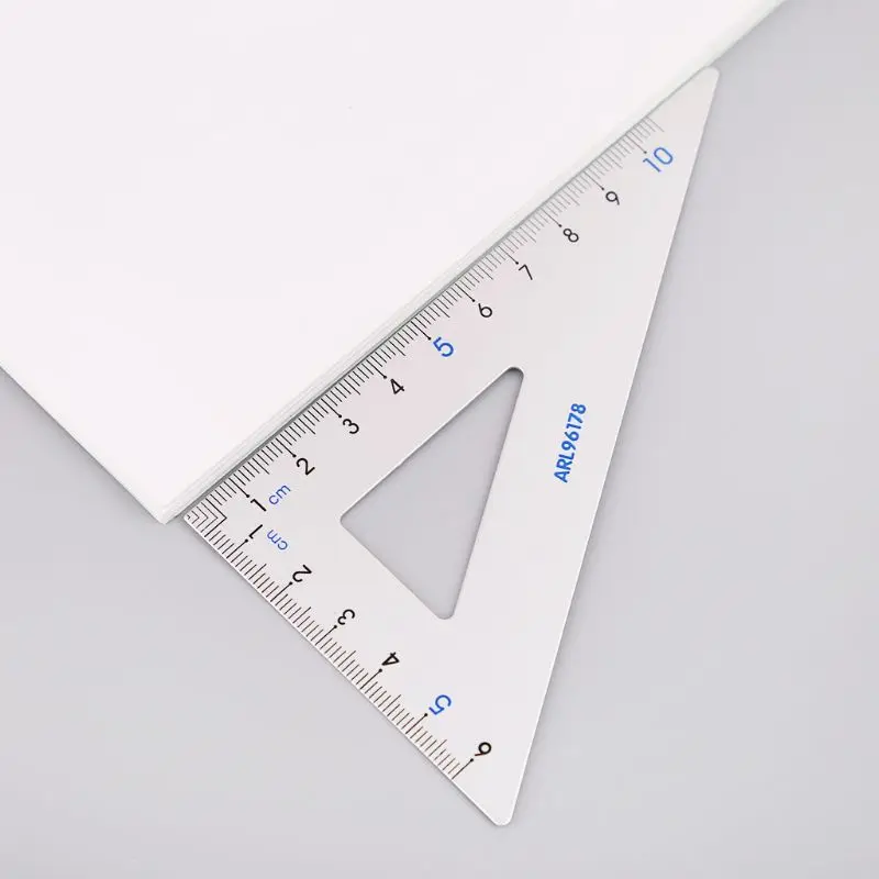 

4Pcs Drawing School Supplies Set Square Triangle Ruler Aluminum Alloy Protractor