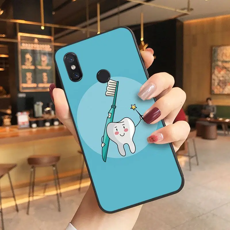Dentist Tooth Pattern Silicone Black Phone Cover Skin For Xiaomi Mi MIX2 MIX2S MAX2 MAX3  F1 5 Note2 Note3 Coque Shell Cover