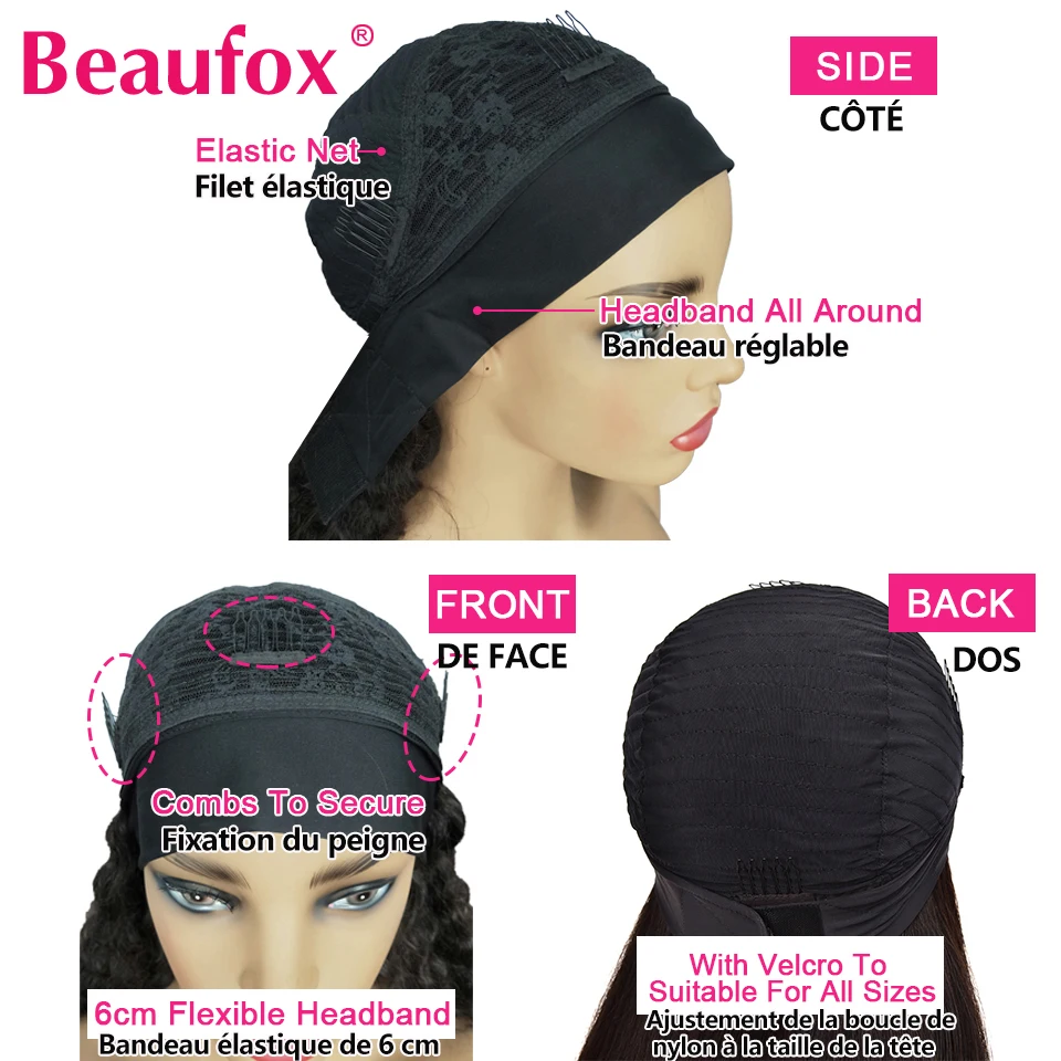 Beaufox короткие головные парики из человеческих волос малазийские волнистые