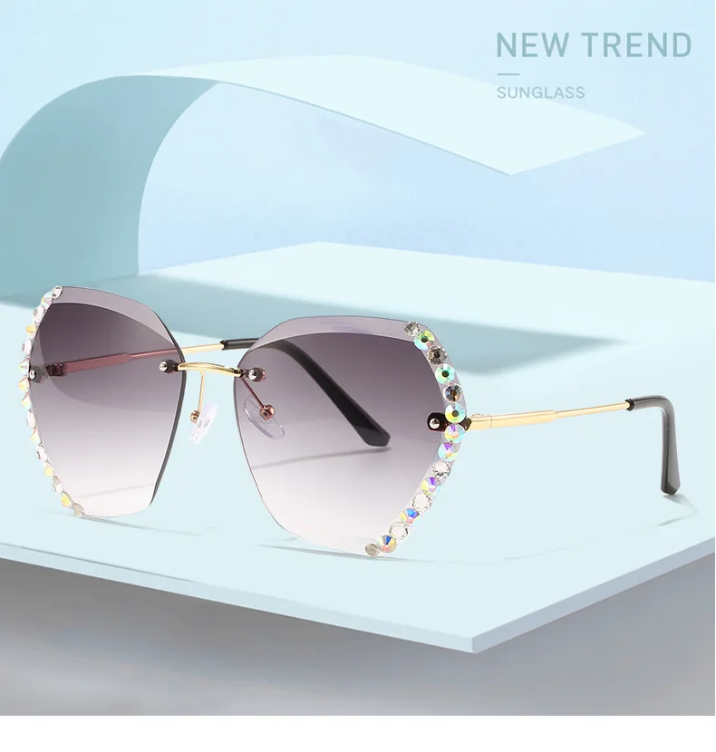 

Rimless Sunglasses Women Luxury Trimming Gradient Shades Sun Glasses Ladies Vintage Framless Eyewear UV400