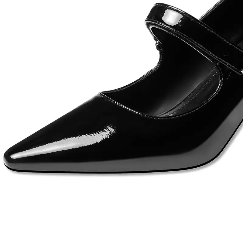 

ALLBITEFO buckle design real genuine leather women heels shoes spring fashion sexy high heels high heel shoes street basic shoes