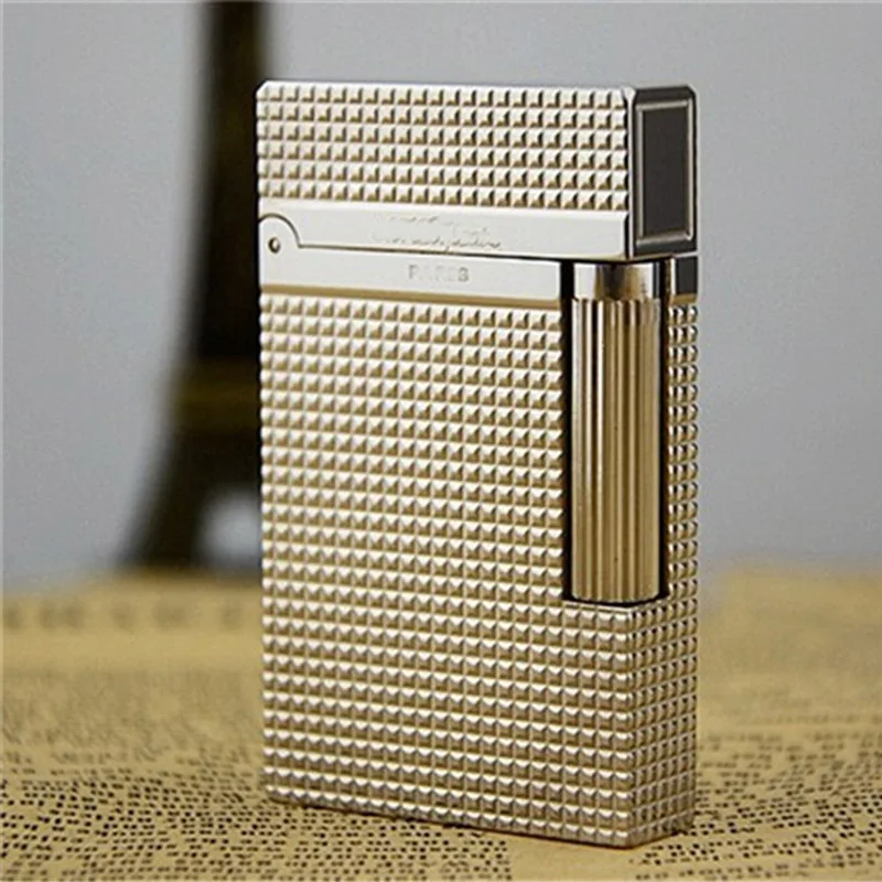 006 Silver Сигаретная газовая зажигалка высокого качества зажигалки для сигар многоразовые курительные инструменты пинг звук китайская краска золото серебро - Цвет: 006 Silver
