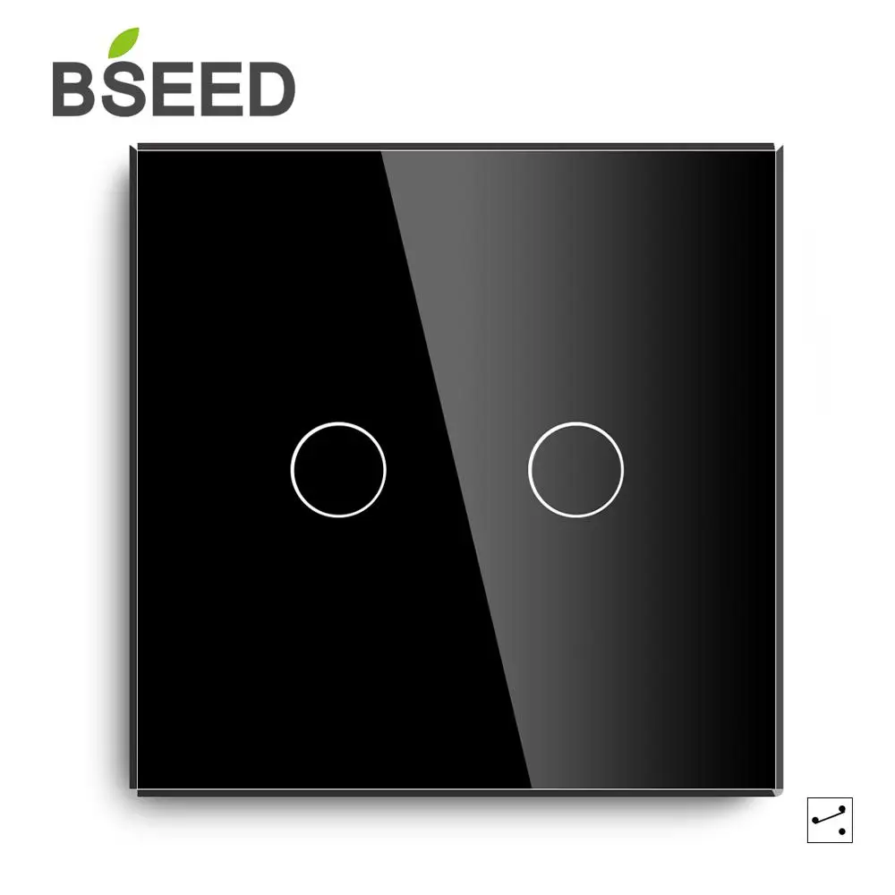 Bseed сенсорный выключатель 2Gang 1Way 2Way настенный ЕС Стандартный класса люкс Стекло