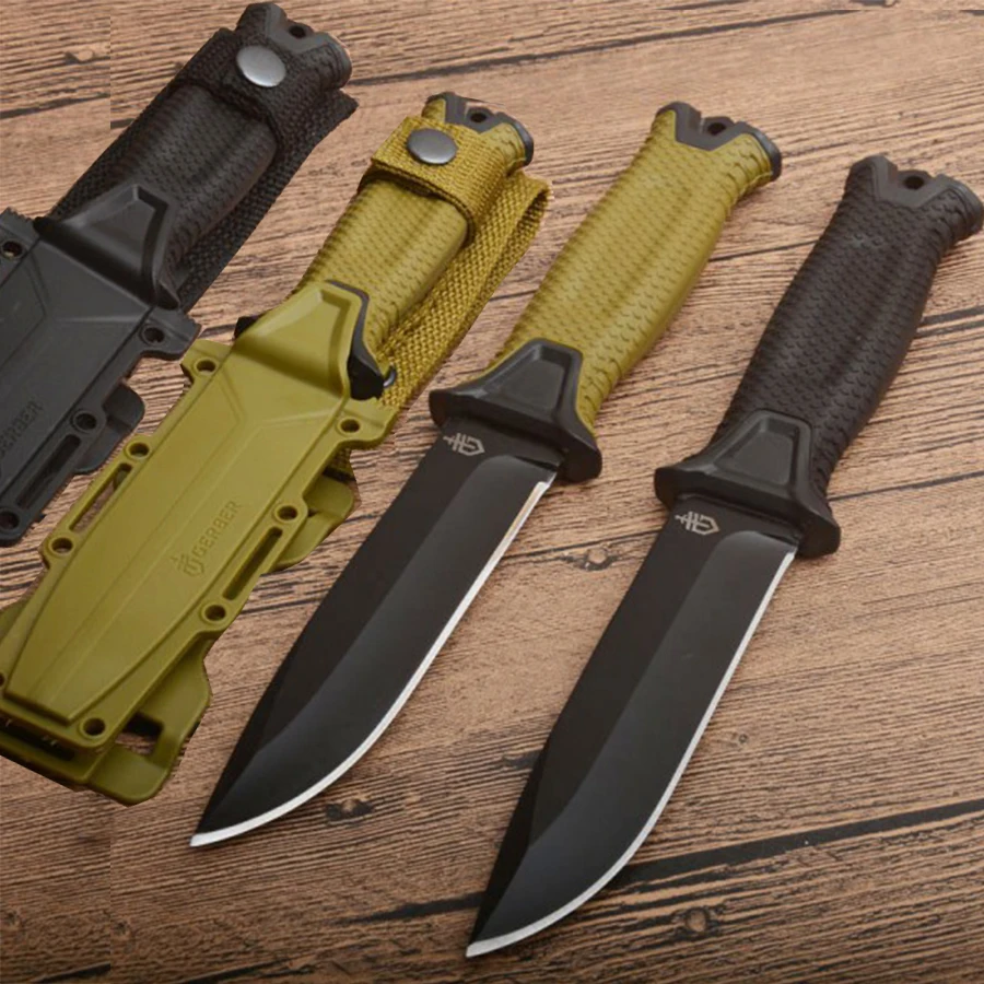 Горячая Фиксированным Лезвием Тактический Титан покрытие Сталь лезвие Ножи