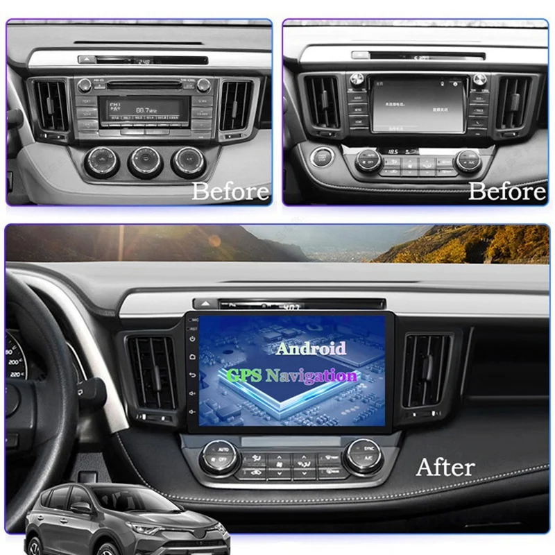 

NEW-10 Inch 2 Din Android 10.0 Car MP5 Player Radio 2+16GB Wifi Bluetooth GPS Navigation for Toyota RAV4 2013-2018