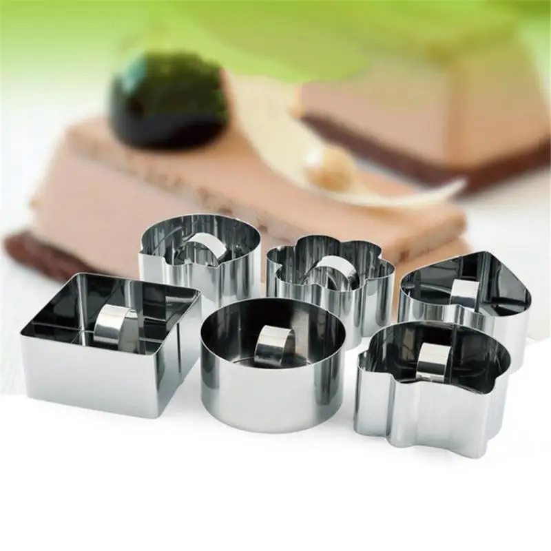 

3D Stainless Steel Cake Molds With Push Plate Bakeware DIY Mold For Cupcake Salad Dessert Die Mousse Ring Cake Decor Baking Tool
