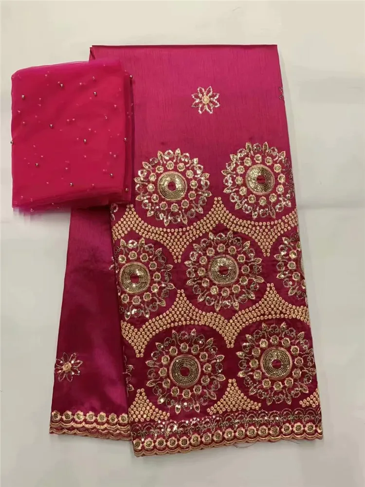 Африканская ткань кружевная с блестками шелковая George Wrapper высокого качества для