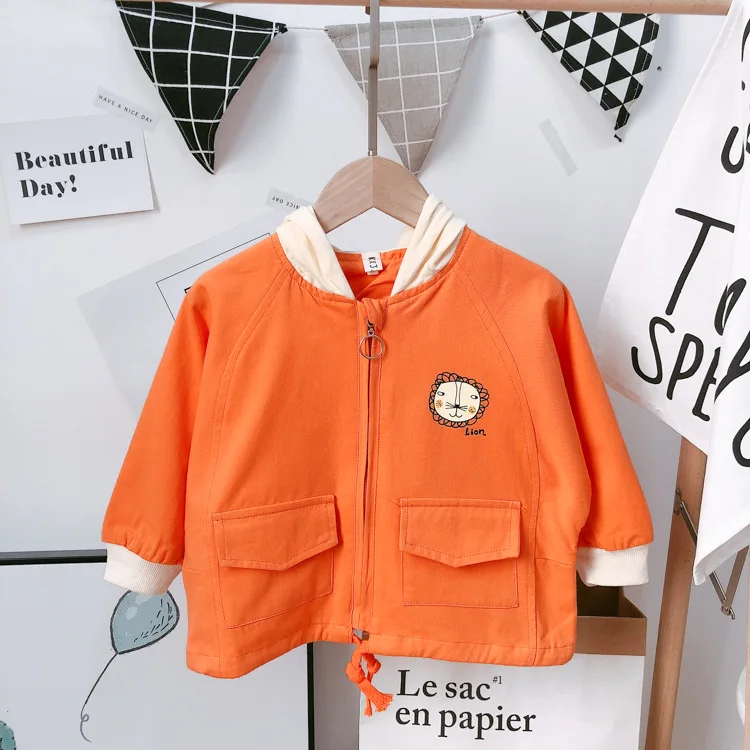 Orange Джинсовые куртки для мальчиков и девочек г. Новые осенние детские пальто и куртки для мальчиков и девочек пальто для мальчиков белого и синего цвета с рисунком динозавра одежда для малышей - Цвет: Orange