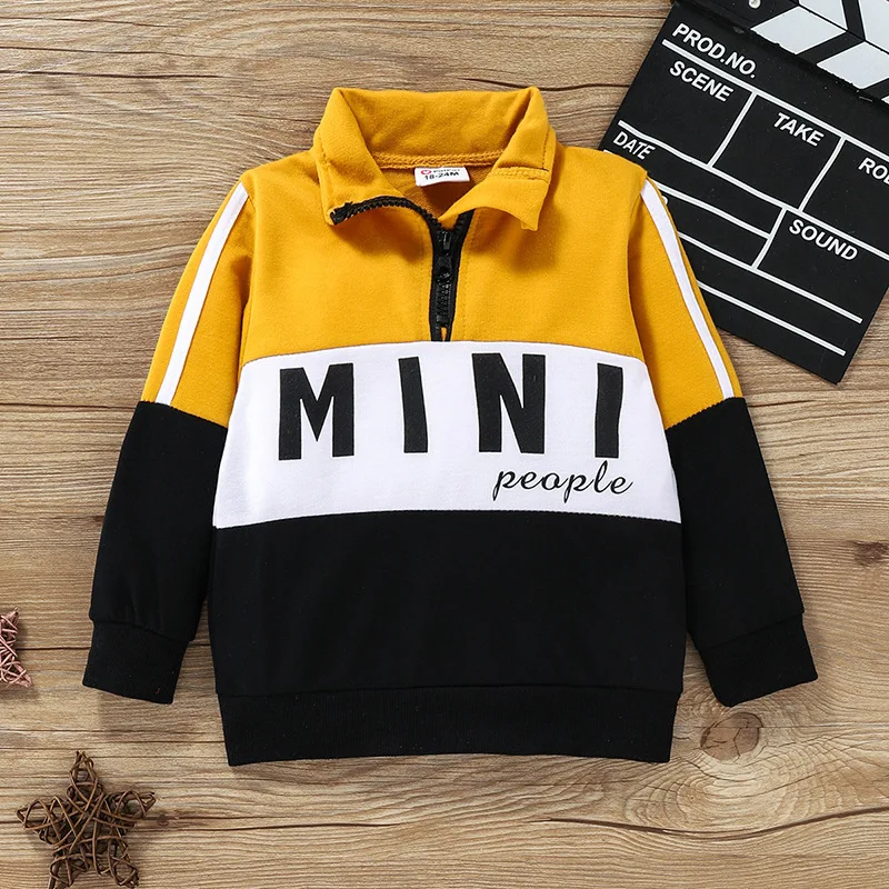 

Children's Clothing Cotton Baby Boys Sweatshirts Casual Pullover Tops Letter Print Hoodies Fashion Zipper Toddler Sweatshirts