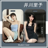 school supplies id holder korean beauty card set student campus card with lanyards card holder lanyards id badge holder