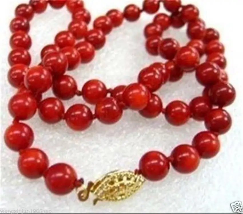 

Hot sale new Style >>>>>10mm Red Sea Coral Round Beads Necklace 18"