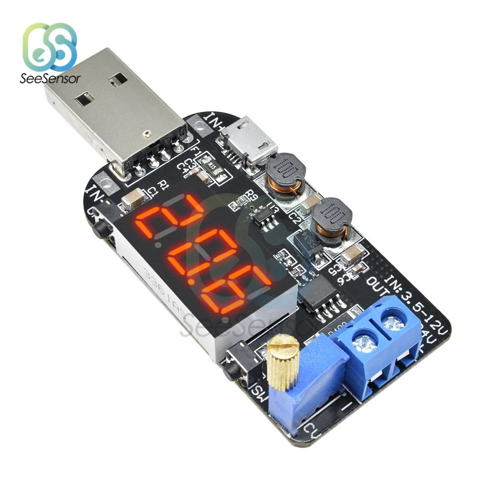 Adjustable 5 В до 1-24 В Регулируемый понижающий модуль питания светодиодный цифровой дисплей повышающий понижающий стабилизатор напряжения конвертер