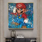 Граффити ретро мультфильм Супер Марио холст живопись художественные плакаты и принты настенные картины для детской комнаты домашний декор роспись