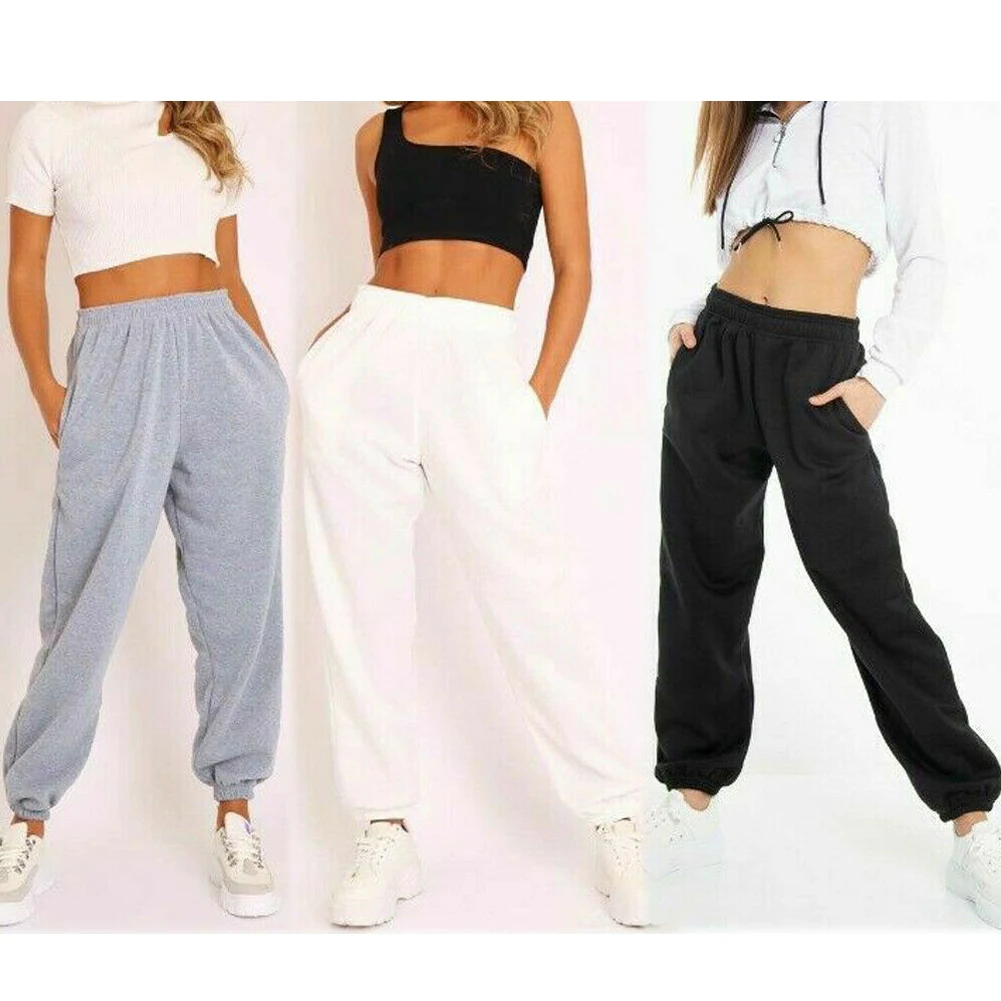 

Ladies Casual Trousers, Monochrome Long Breathable Sweat Absorbent Hip-Hop Dance Sports Pants