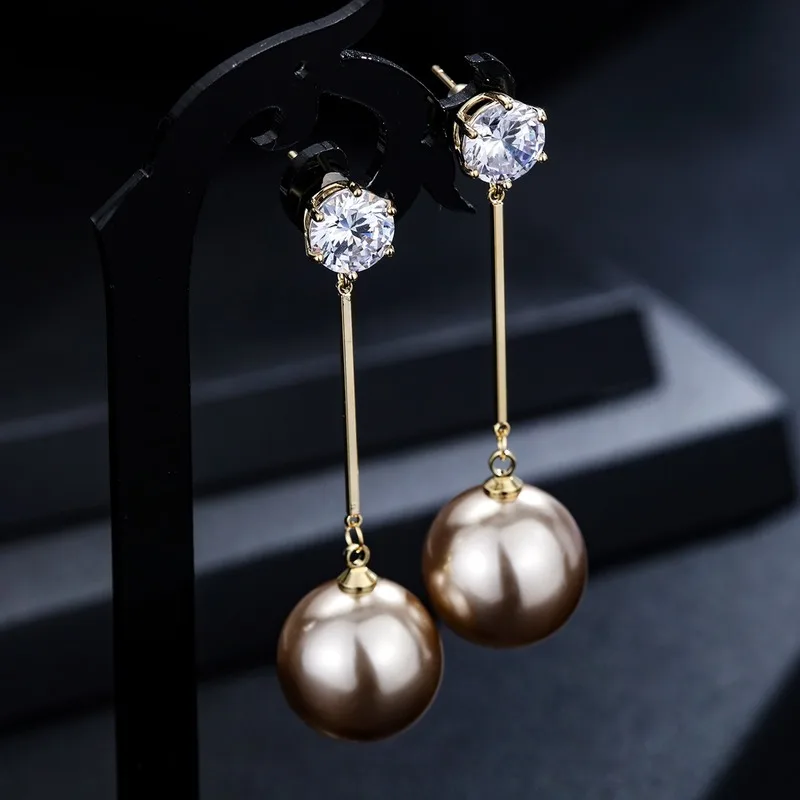 

2020 Wholesale Ins Simple Exaggerated Tassel Earrings Female Korean Net Red Long Earrings Pearl Temperament Earrings