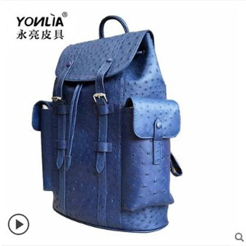 Мужской рюкзак из страусиной кожи yongliang большой Модный Дорожный натуральной