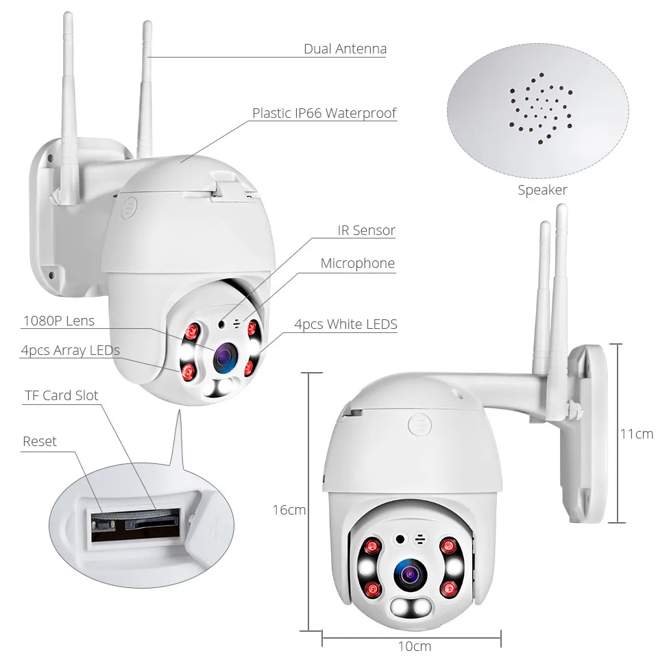 FUERS 4CH CCTV система 4 шт 1080p уличная Водонепроницаемая ip-камера безопасности DVR комплект дневной ночной двойной светильник система видеонаблюдения