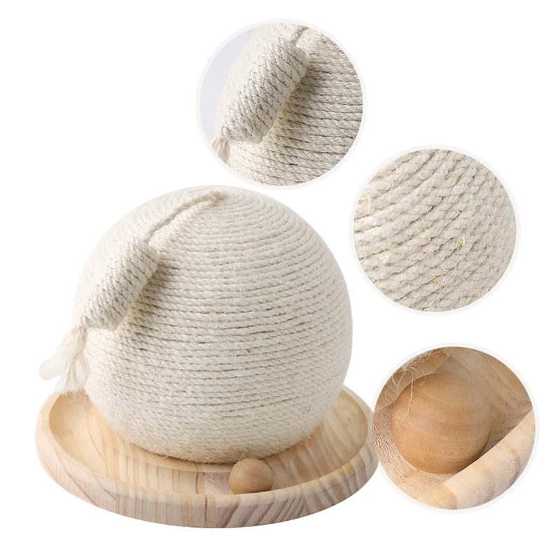 

Cat Scratcher Cactus Ball Wear-Resistant Woven Sisal Wood Base Pet Interactive Toy Scratching Post Cat Scratch Board Supplies