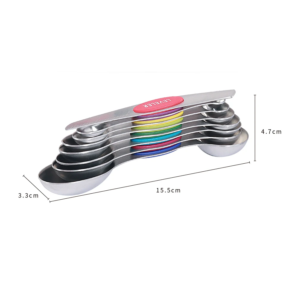 

ADOREHOUSE Measuring Spoon Magnetic Teaspoon Coffee Sugar Scoop 8PCS Double-sided Measuring Spoons Set Kitchen Cooking Tools