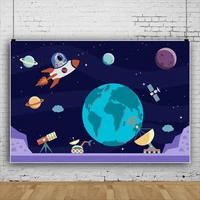 laeacco spaceship starry planet moon boys birthday party photography backdrop baby shower customize banner portrait background