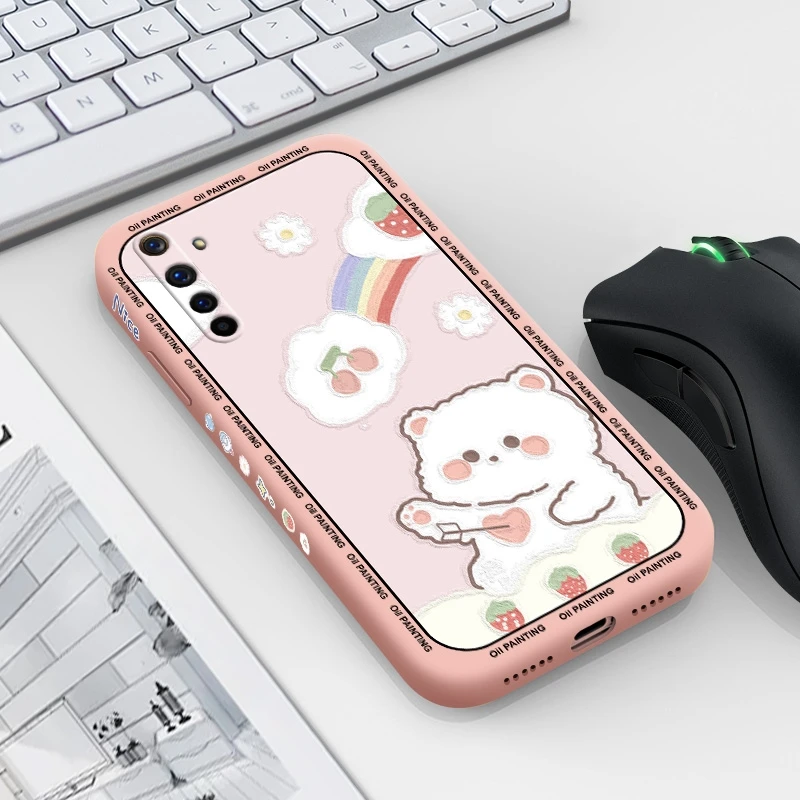 Для Realme 6s 6i 6 Pro 7 4G 5G 7I Чехол с медведем и кроликом задняя крышка мультяшный чехол |