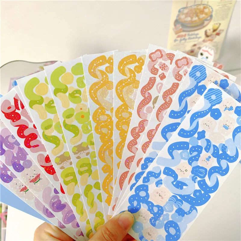 

12 шт. красочная лента мультфильм милый комплект стикеров Лазерная детская звезда Полароид фото DIY коллаж Канцелярские Декоративные наклейк...
