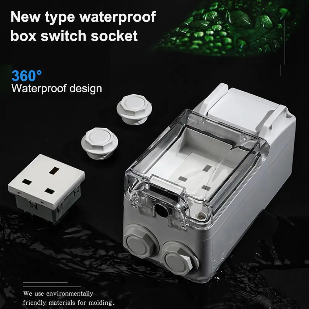 

Waterproof Socket Single Wall Charger Plug Weatherproof Switch Socket for Swimming Pool Bathroom Kitchen
