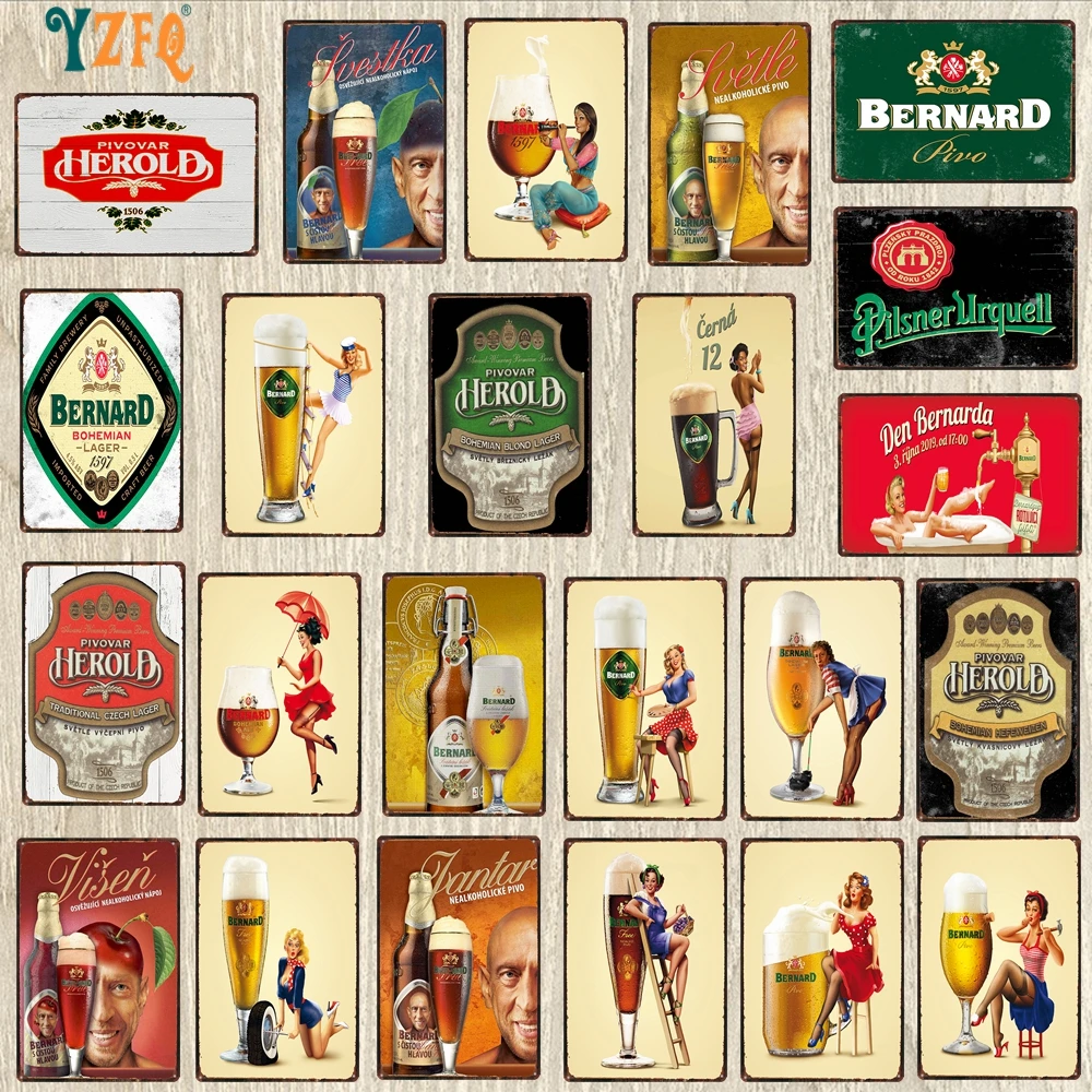 

[YZFQ ] Czech Beer Vintage Signs Metal Retro Plates For Wall Bar Home Pub Art kitchen Restaurant Decoration 30X20CM DU-10032A