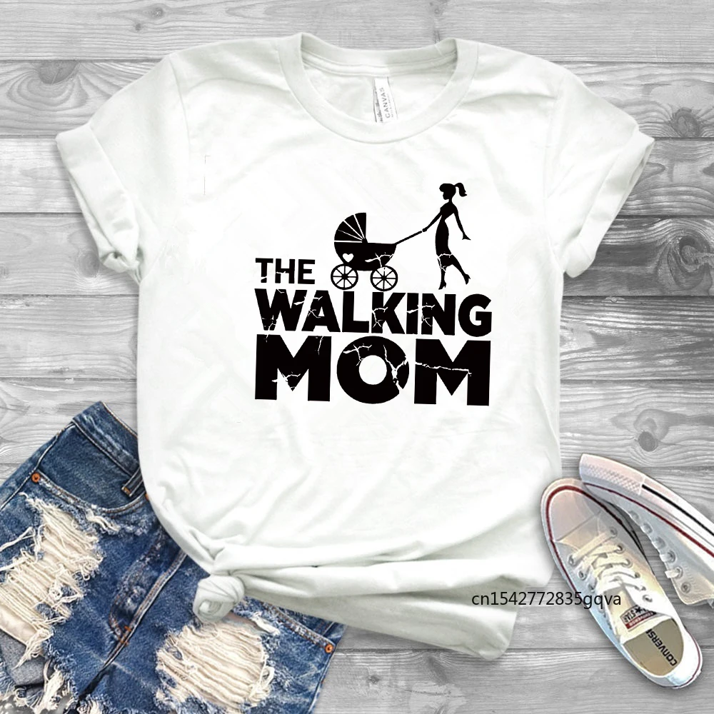 

2021 Women Funny Mom Life Shirt The Walking Mom T-shirt Mom Shirt with Sayings Cool Mommy Tees