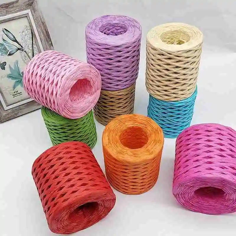 

200 Meters Raffia Paper Ribbon Decoration Wedding Rope Ribbon for Natural Paper Twine Gift Party Easter Packing Craft Wrapping