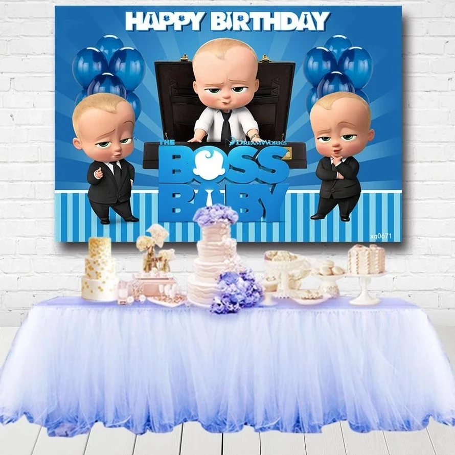 Голубые фоны для фотостудии с изображением маленького мужчины босса малыша