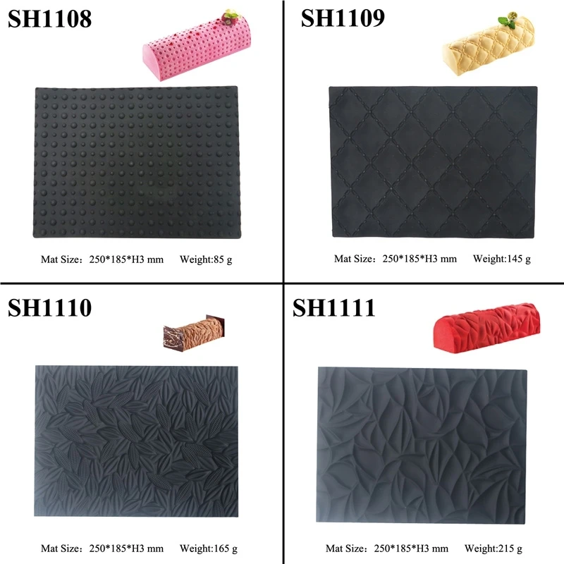 

Wood Heart Shape Coffee Diamond Geometric Pattern Kit Set Texture Mat Silicone Cake Mold Mousse Dessert Bakeware Tools