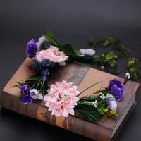flower crown headband rattan vines wreath garland floral wedding bridal hair accessories for women and girls jl