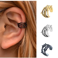 punk rock black color clip earrings no piercing trendy link chain earcuffs statement cartilage earrings for women party jewelry