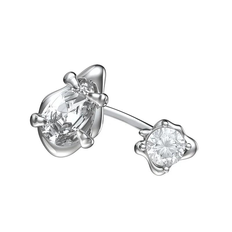 HUANZHI 2022 INS Sliver Color Zircon Spider Web Water Droplets Geometric Irregular Hollow Rings for Women Girls Party Jewelry |