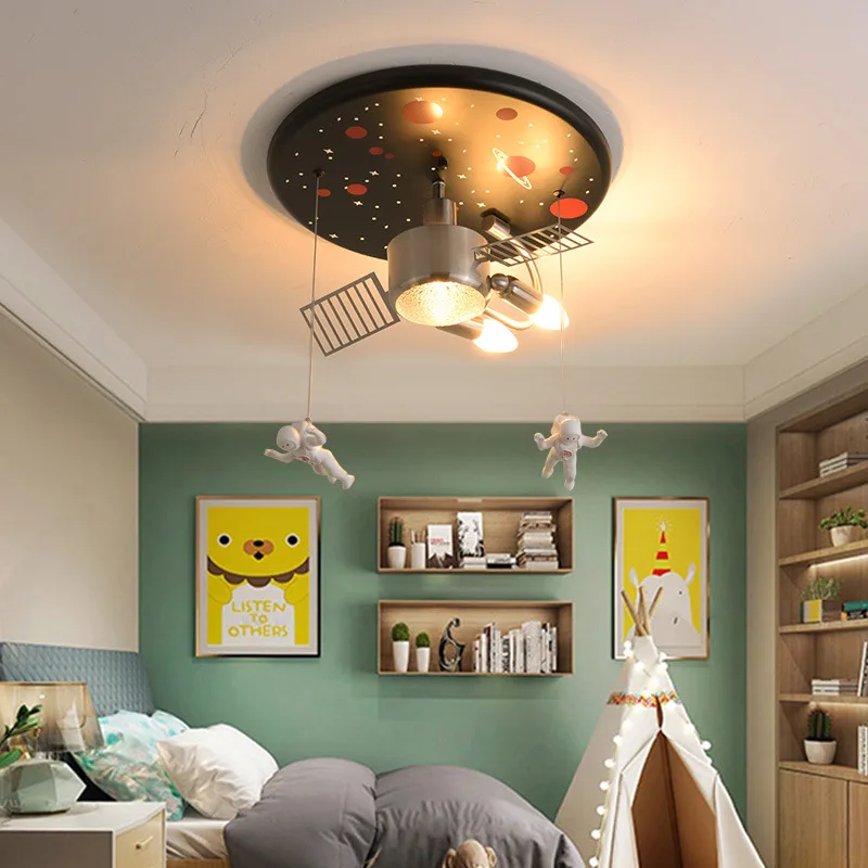 Creative Personality Science And Technology Feeling Astronaut Satellite Boy Room Cartoon Children Lamp Bedroom Ceiling | Лампы и