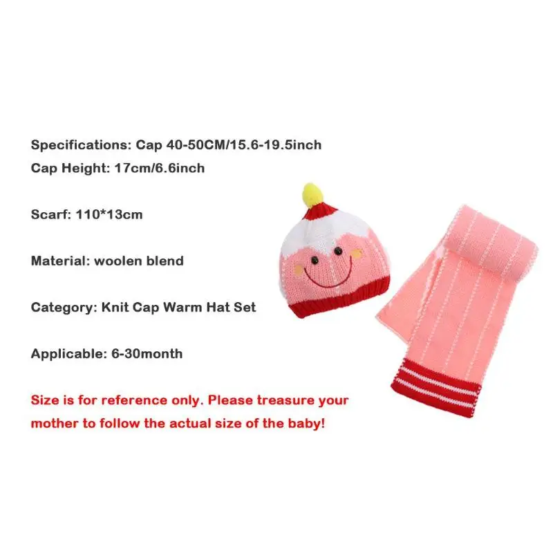 

2pcs/Set Winter Baby Cartoon Cute Caps Scarf Comfort Soft Personality Korean Lovely Easy to Use Warm Wool Knitted Beanies