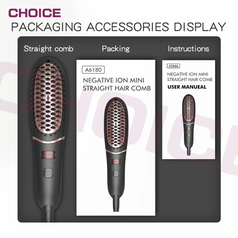 

Hair Straightening Brush Compact Beard Straightener for Men Beard Straightening Heat Brush Comb Ionic LED Display Ionic Hot Heat