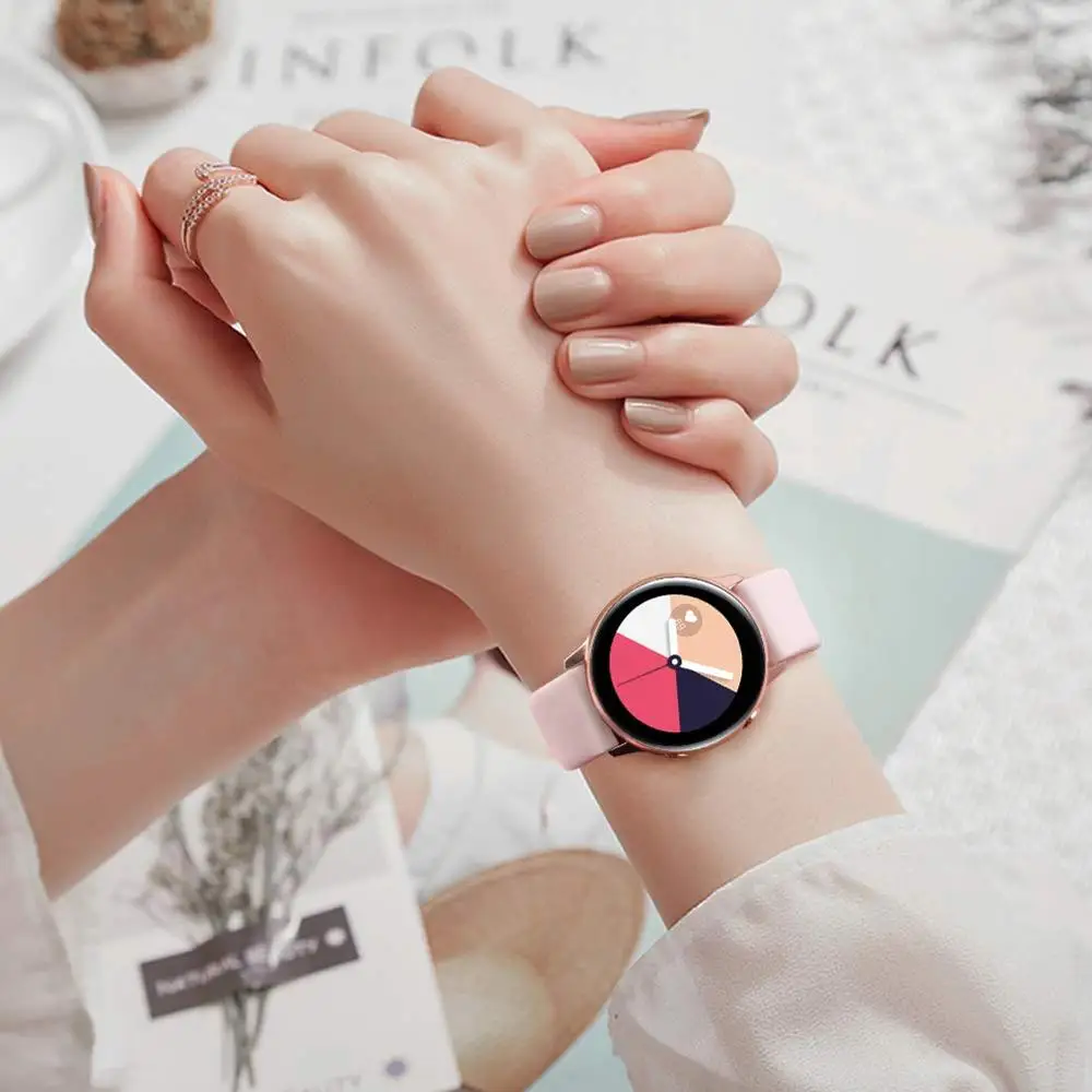 20mm Silicone watch Strap for Samsung Galaxy watch Active 2/42mm/3 41mm/Gear S2/Sport bracelet smartwatch band Active2 40mm 44mm