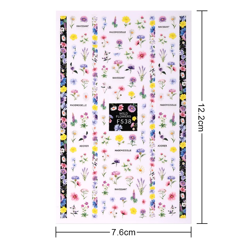 1 лист красочные 3D наклейки для ногтей цветок листья узорами дизайн переводные s