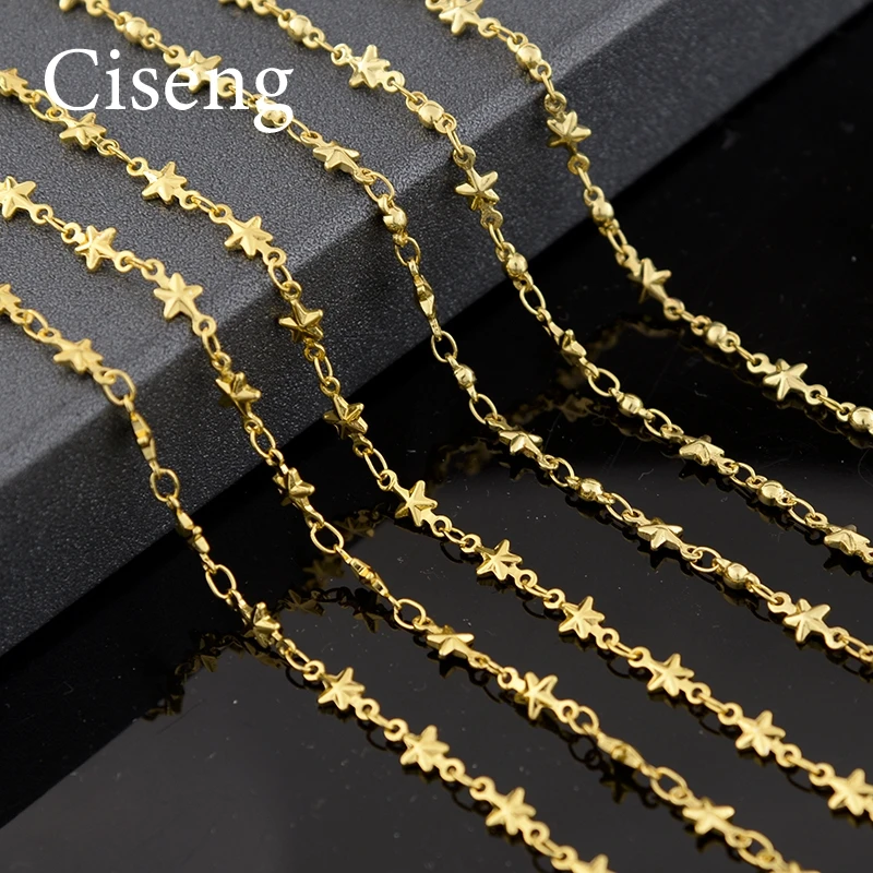 1 м/лот подвеска в виде звезды золотого цвета цепочка для рукоделия с бусинами