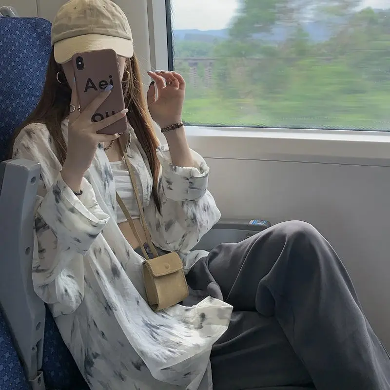 

Blouses Women Printed Loose Long Sleeve Summer Breathable Sun-proof Outwear Casual Vintage Streetwear Harajuku Teens Chic Shirts