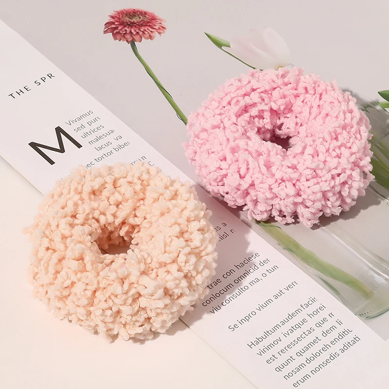 

1PCS Lambswool Hair Scrunchies Set Cute Hair Elastic Ribbons For Women Girls Winter Hair ties Hair Accessories Ponytail Holder